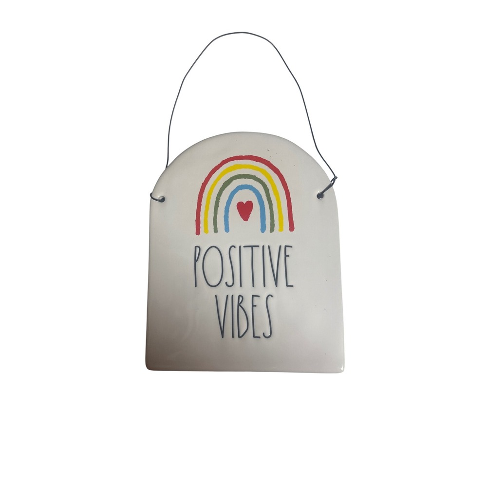 Rae Dunn Positive Vibes‎ Wall Decor Rainbow Heart Artisan Collection